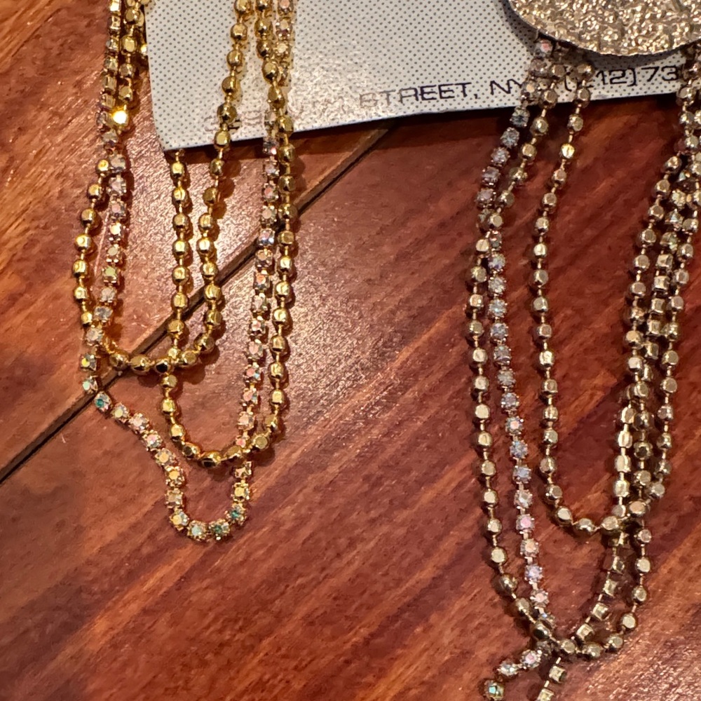 Gold & Crystal Chain Earrings - Picture 4 of 4